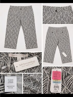 Soft Surroundings Black and Cream Geometric Crop Pants